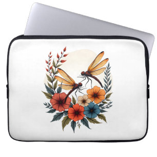 Boho Floral Dragonfly Laptop Sleeve