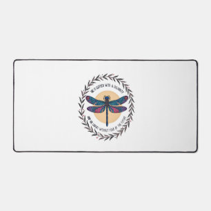 Boho Floral Dragonfly She Is Clothed With Strength Desk Mat