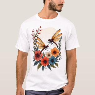 Boho Floral Dragonfly T-Shirt