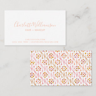 Boho Floral Drawing Blush and Taupe Personalised Business Card