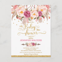 Boho Floral Dream Catcher Baby Shower Invitation
