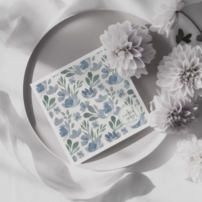 Boho Floral Dusty Blue Pattern Wedding Napkin (Creator Uploaded)