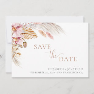 Boho Floral Dusty Pink Elegant Save the Date Card