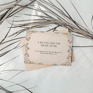 Boho Floral Earth Tone Recipe For The Bride To Be Enclosure Card