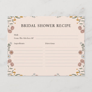 Boho Floral Earth Tones Recipe For The Bride To Be Enclosure Card