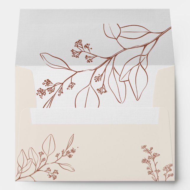 Boho Floral Earthy Beige Envelope (Back (Bottom))