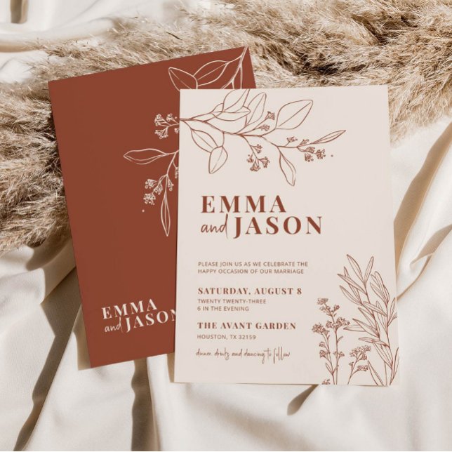 Boho Floral Earthy Beige Wedding Invitation (Creator Uploaded)