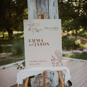 Boho Floral Earthy Beige Wedding Invitation Poster
