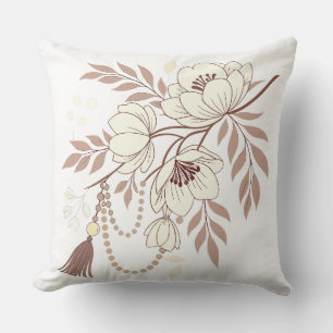 Boho Floral Elegance Soft Beige Cushion