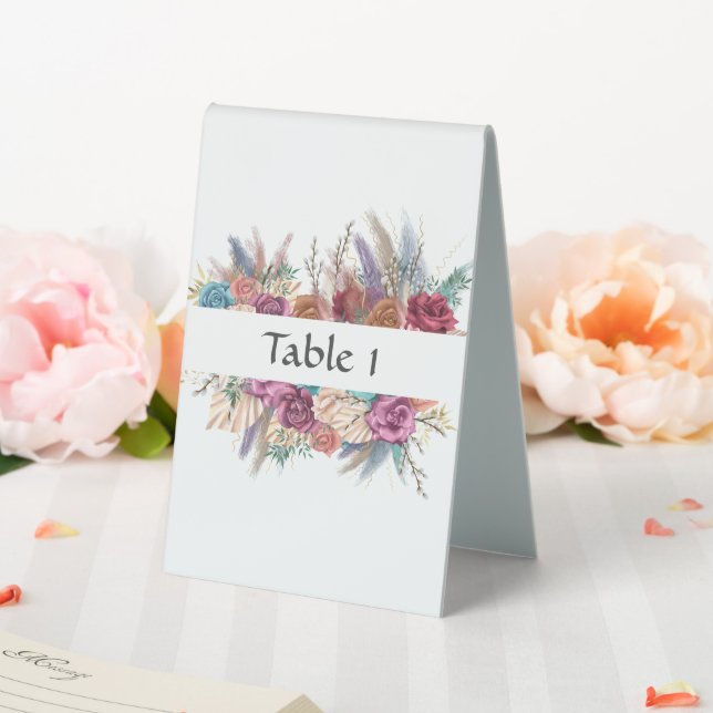 Boho Floral Elegant Wedding Table Tent Sign (In SItu (Wedding))