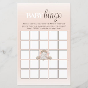 Boho Floral Elephant Baby Bingo Baby Shower Game