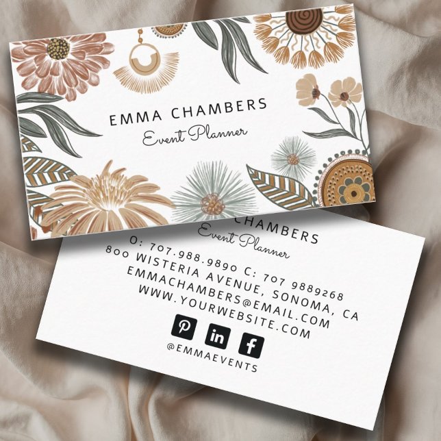 Boho Floral Event Planner Business Card (Creator Uploaded)