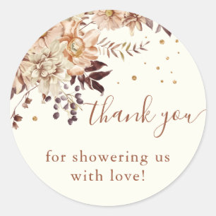 Boho Floral Fall Baby Shower Classic Round Sticker