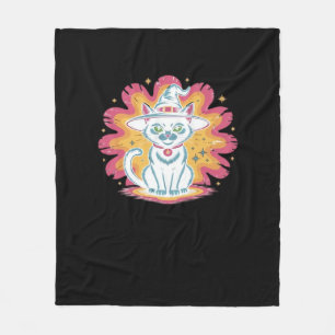 Boho Floral Fall Black Cat Halloween Essential T-S Fleece Blanket
