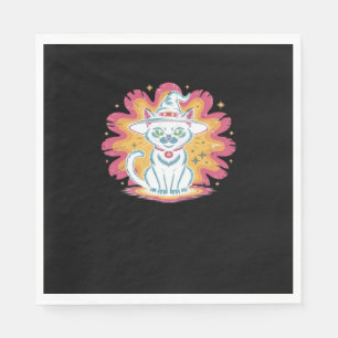 Boho Floral Fall Black Cat Halloween Essential T-S Napkin