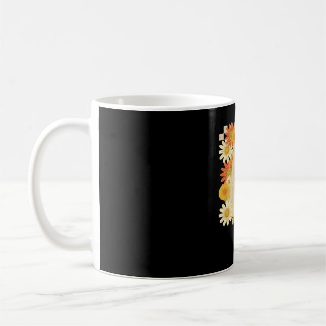 Boho Floral Fall Ghost and Black Cat Halloween Fal Coffee Mug (Left)