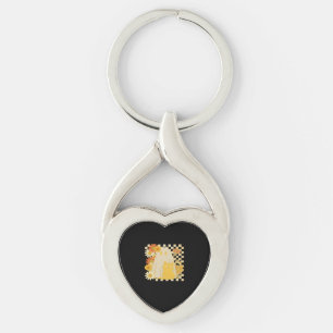 Boho Floral Fall Ghost and Black Cat Halloween Fal Key Ring