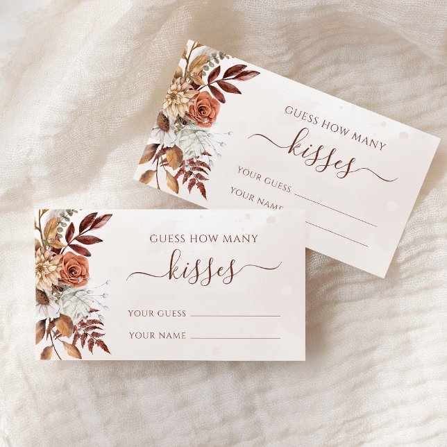 Boho Floral Fall Guess How Many Kisses Game Enclosure Card (Creator Uploaded)