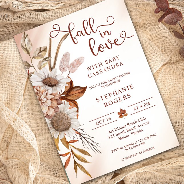Boho Floral Fall in Love Baby Shower Invitation (Creator Uploaded)