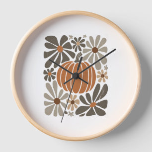 Boho Floral Fall Pumpkin Season Clock