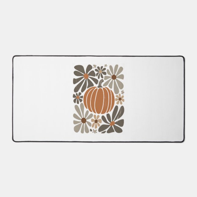 Boho Floral Fall Pumpkin Season Desk Mat (Front)