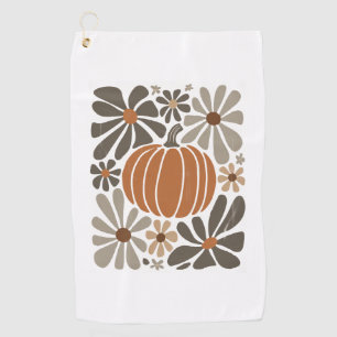 Boho Floral Fall Pumpkin Season Golf Towel