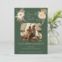 BOHO Floral Fall Watercolor Forest Green Photo 