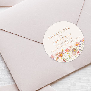 Boho Floral Fall Wedding Classic Round Sticker