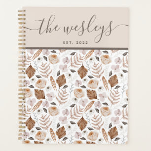 Boho Floral Family Name Planner