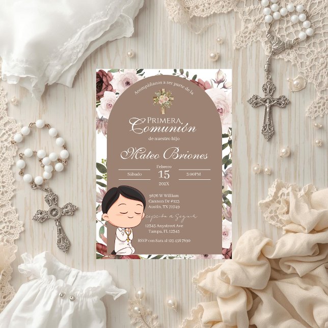 Boho Floral First Communion Invitation (Creator Uploaded)