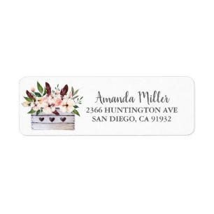 Boho Floral Flower Box Return Address Label
