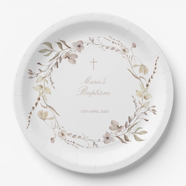 Boho floral flowers Paper Plate table decor (Front)