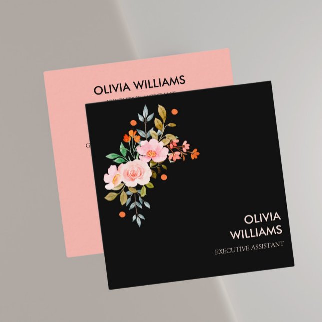 Boho Floral  FLOWERS Square Business Card (Creator Uploaded)