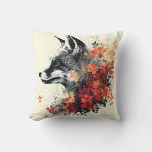 Boho Floral Fox Wildlife Nature Cushion