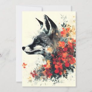 Boho Floral Fox Wildlife Nature Holiday Card