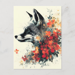Boho Floral Fox Wildlife Nature Holiday Postcard