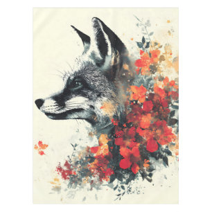 Boho Floral Fox Wildlife Nature Tablecloth