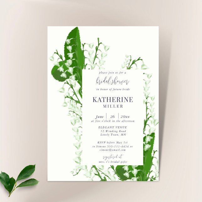 Boho Floral Frame Lily Valley Chic Bridal Shower Invitation (Creator Uploaded)