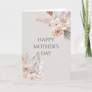Boho Floral Frame Mother's Day Faux Linen Card