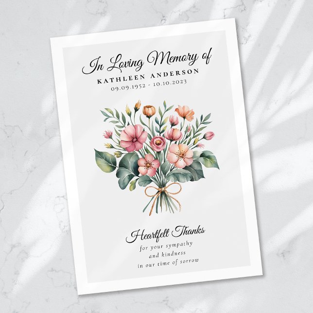 Boho Floral Funeral Memorial Thank You Card (Creator Uploaded)