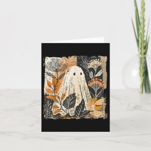 Boho Floral Funny Halloween Fall Ghost Girly Autum Card
