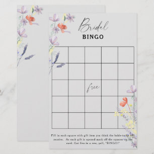 Boho Floral garden bridal shower bingo game