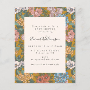 Boho Floral Garden Budget Baby Shower Invitation