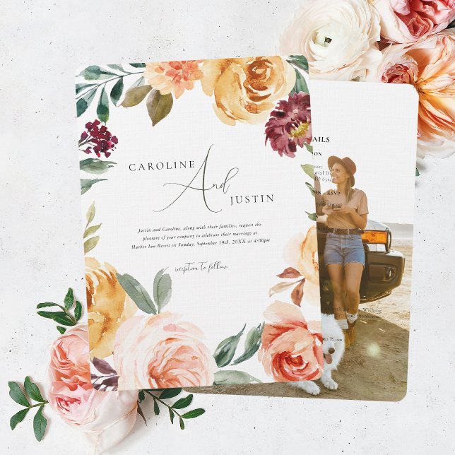 Boho Floral Garden | Photo Casual Wedding Invitation (Creator Uploaded)