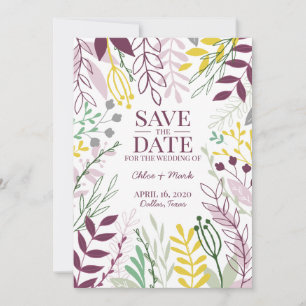 Boho Floral Garden Summer Fall Cassis Saffron Save The Date