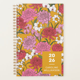 Boho Floral Garden Yellow Personalised Name Planner