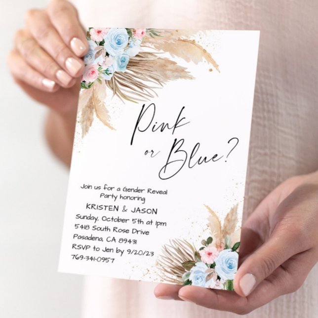Boho Floral Gender Reveal Party Invitation (Creator Uploaded)