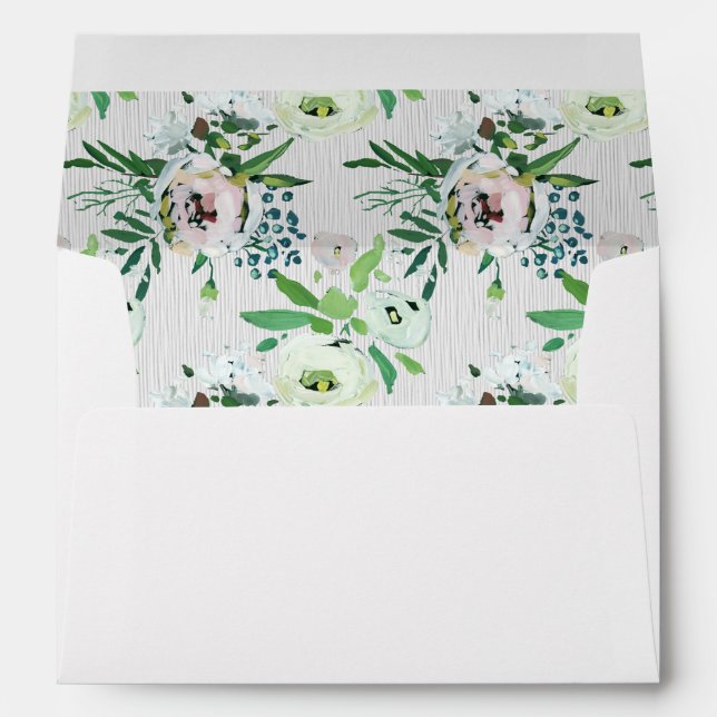 Boho Floral Geometric Preprinted Wedding Envelope (Back (Bottom))