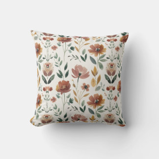 Boho Floral Geometry – Earthy Wildflower Pattern Cushion