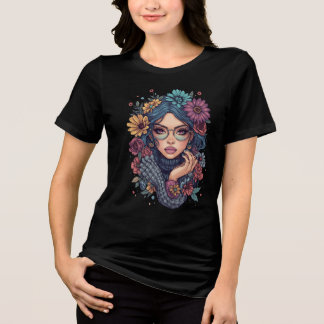Boho Floral Girl T-Shirt Tri-Blend Shirt